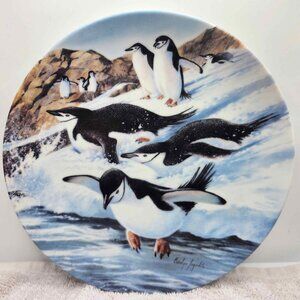 VTG Belly Flopping Collectible LE Plate - Carolyn Jagodits W.S. George Penguin